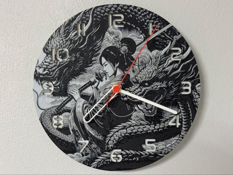 Wall / Desk Clock Dragon Chino HueForge