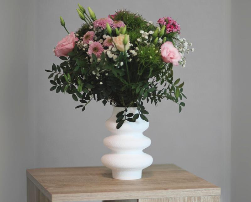 white Curved Spheres Textured Vase