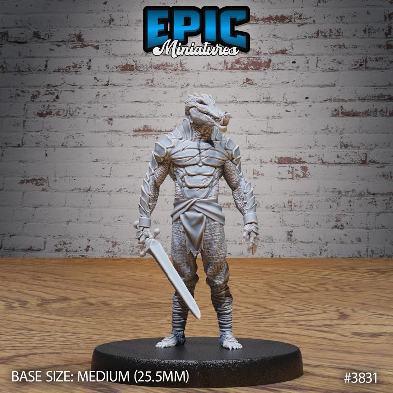 Crocodile Folk Warrior ‧ DnD Miniature ‧ Tabletop Miniatures ‧ Gaming Monster ‧ 3D Model ‧ RPG ‧ DnDminis ‧ STL FILE