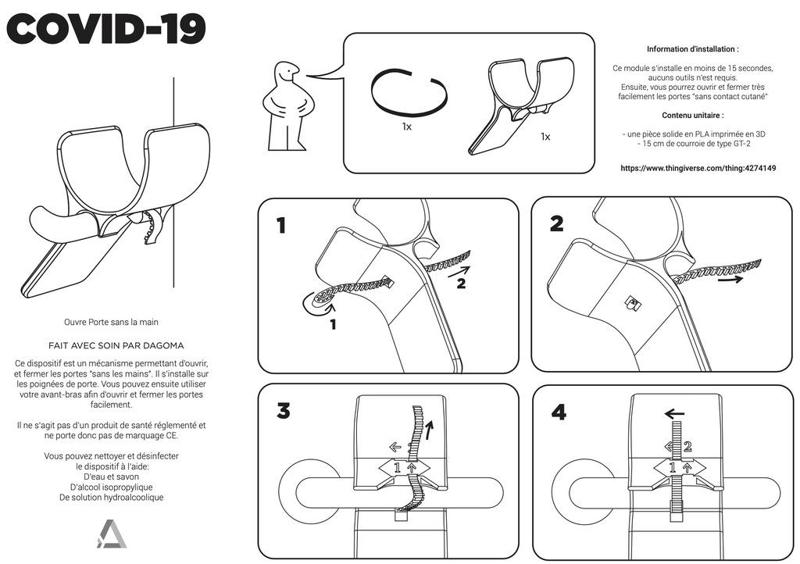 Ouvre Porte sans les mains - Covid-19 - Touchless Elbow Handle (any handle)