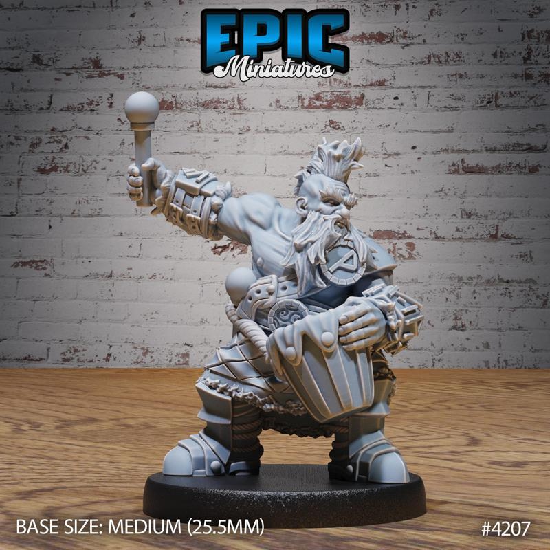 Dwarf Tribe War Drum ‧ DnD Miniature ‧ Tabletop Miniatures ‧ Gaming Monster ‧ 3D Model ‧ RPG ‧ DnDminis ‧ STL FILE