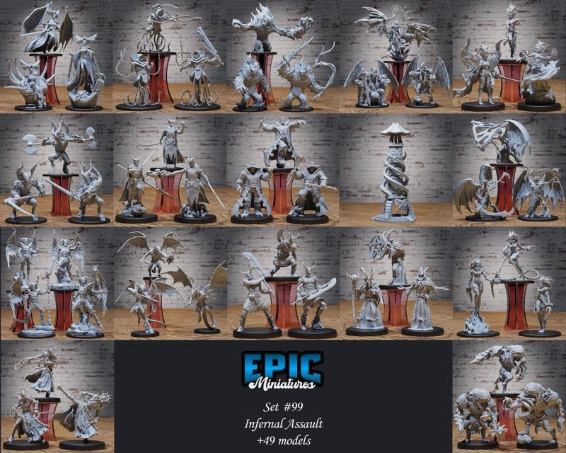 Infernal Assault Set ‧ DnD Miniature ‧ Tabletop Miniatures ‧ Gaming Monster ‧ 3D Model ‧ RPG ‧ DnDminis ‧ STL FILE