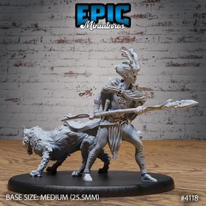 Elf Beast Tamer Defense ‧ DnD Miniature ‧ Tabletop Miniatures ‧ Gaming Monster ‧ 3D Model ‧ RPG ‧ DnDminis ‧ STL FILE