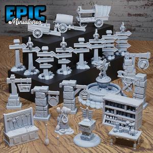 Merchant Town Scatter ‧ DnD Miniature ‧ Tabletop Miniatures ‧ Gaming Monster ‧ 3D Model ‧ RPG ‧ DnDminis ‧ STL FILE