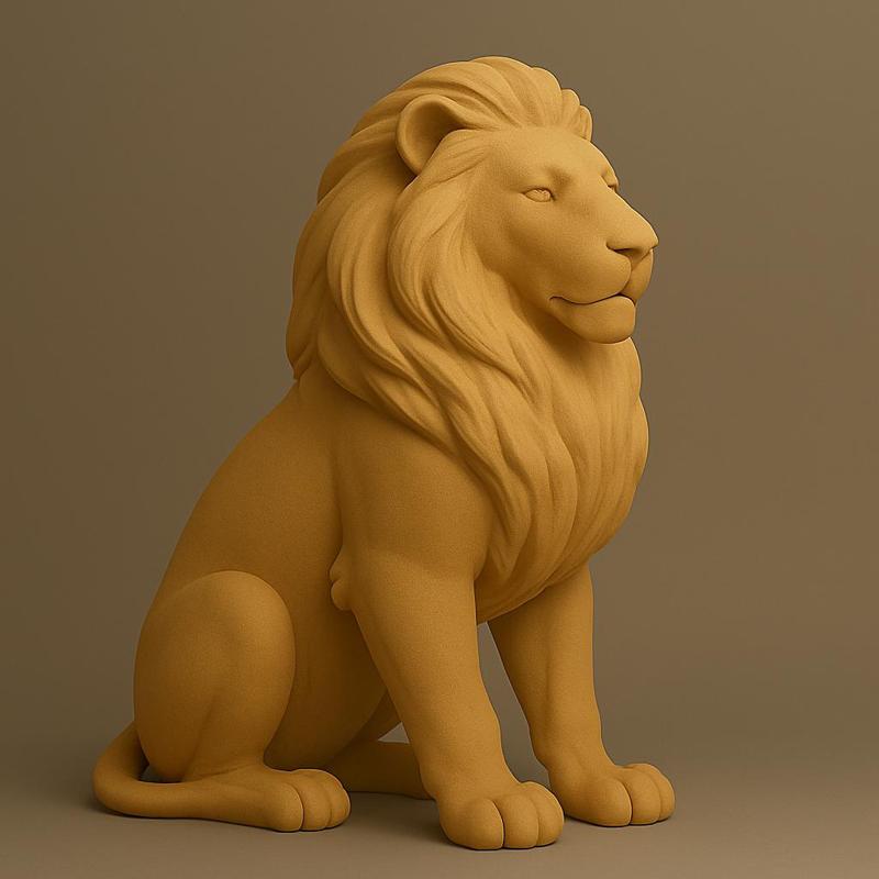 Majestic Sitting Lion – 3D Printable Sculpture