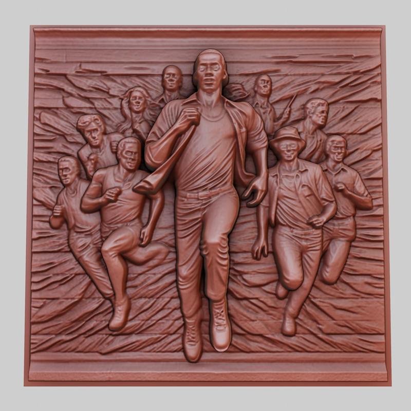 The Running Man 3d printer relief medallion obj stl