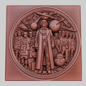 The Hitchhiker's Guide to the Galaxy 3d printer relief medallion obj stl