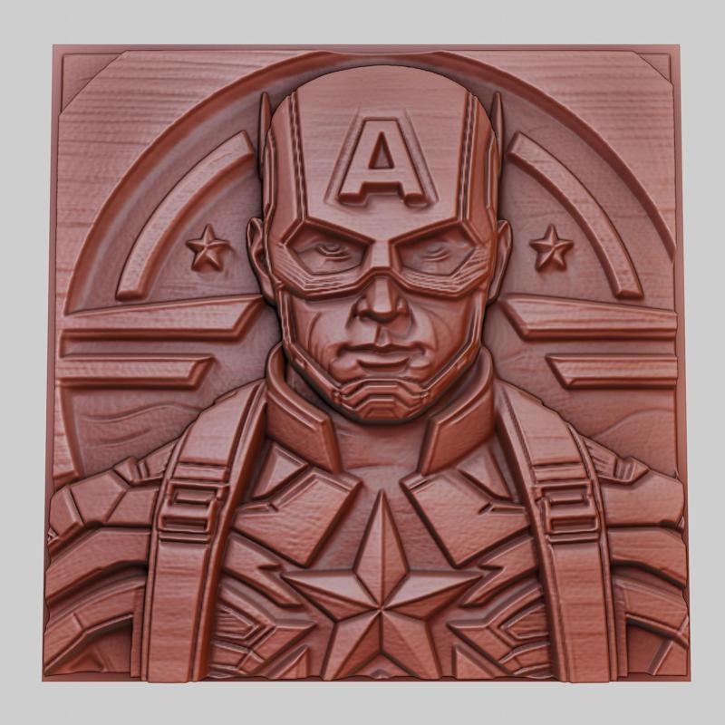 Captain America 3d printer relief medallion obj stl