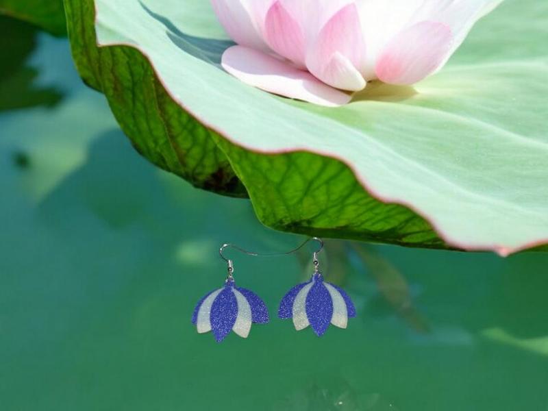 Purple lotus earrings