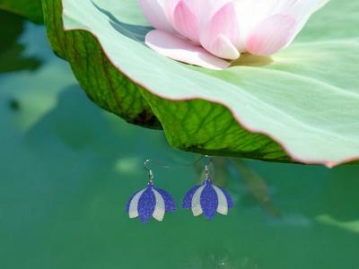 Purple lotus earrings