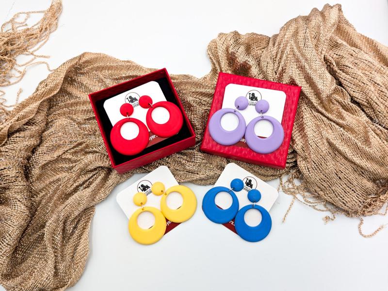 60s Style Retro Hoop earrings | Mod earrings