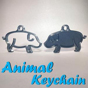 2D Pig Keychain