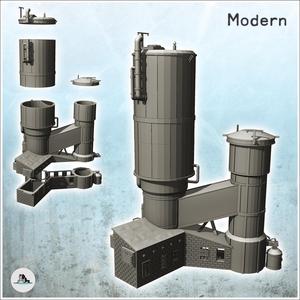 Double industrial grain tanks with annex and external pipes (intact version) (12) - Modern WW2 WW1 World War Diaroma Wargaming RPG Mini Hobby
