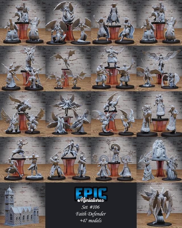 Faith Defender Set ‧ DnD Miniature ‧ Tabletop Miniatures ‧ Gaming Monster ‧ 3D Model ‧ RPG ‧ DnDminis ‧ STL FILE