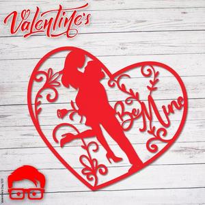 Valentines Day heart couple silhouette gift for your loved one