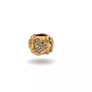 Jewelry gold bead with diamonds