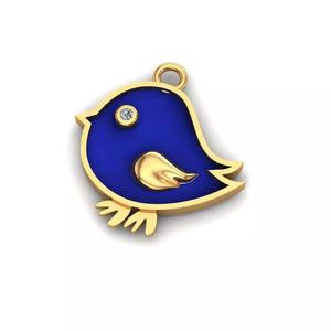 Jewelry gold bird charm with enamel