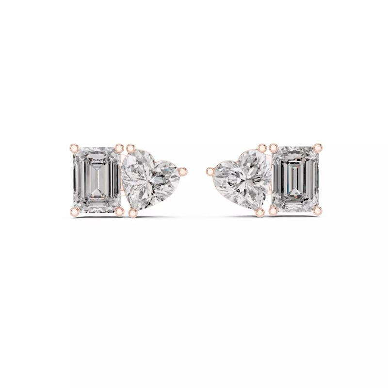 Heart Emerald Diamond Studs Earrings 3dm stl renders Animation