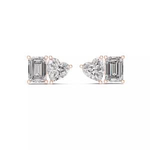 Heart Emerald Diamond Studs Earrings 3dm stl renders Animation