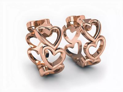 Heart Love Valentine Plain Gold Hoops Earrings