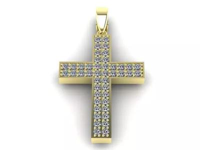 2 ROW DIAMOND PAVE CROSS PENDANT