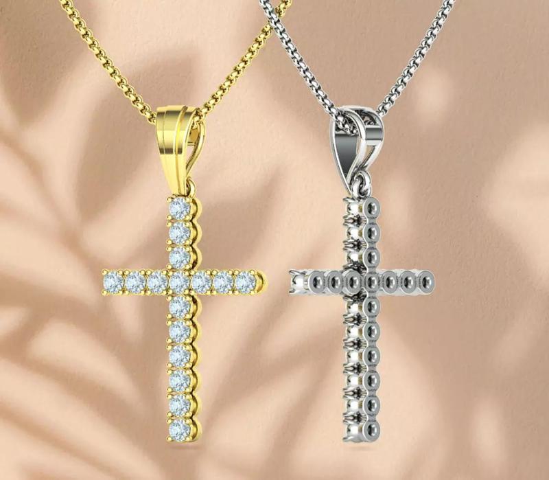 27mm Diamond Cross Unique Design Necklace Pendant