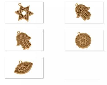 5 Plain Gold Pendants Necklace 3dm models Pack