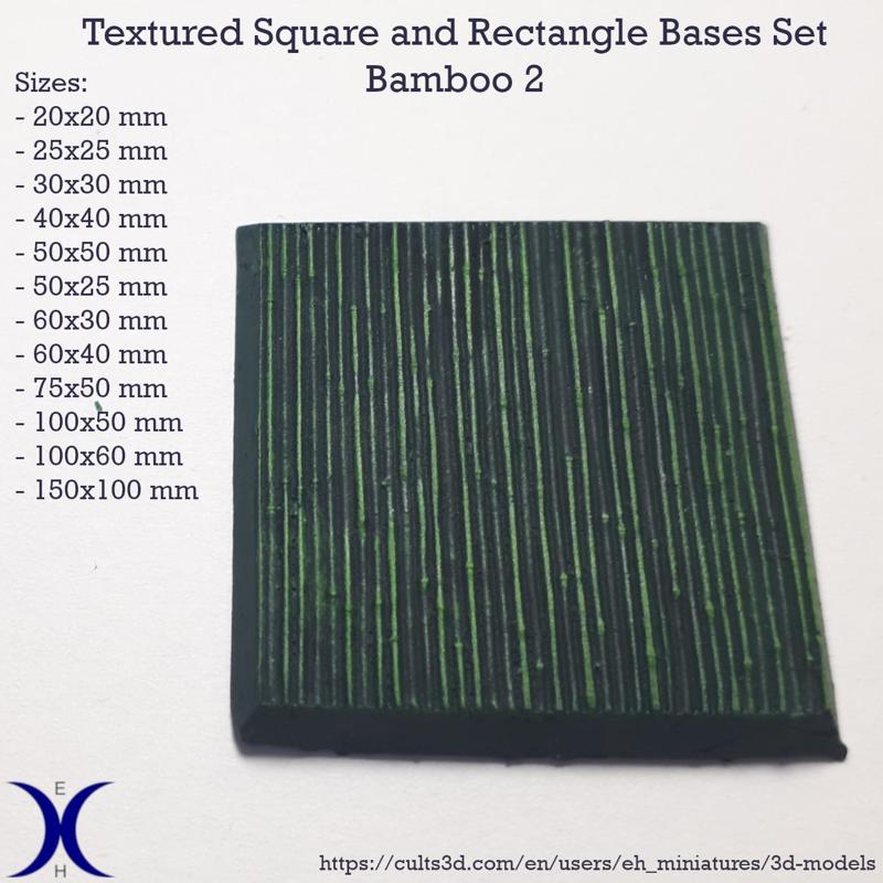 Square and Rectangle Bases Set – Bamboo 2 Texture (20–150mm) | Perfect for Tabletop Wargames & RPG's