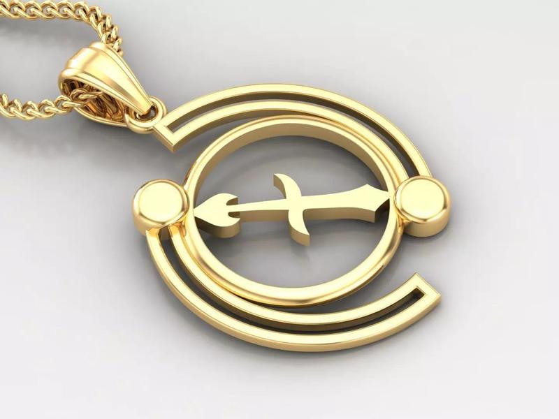 Galaxy Sagittarius Light Gold Pendant Version 8