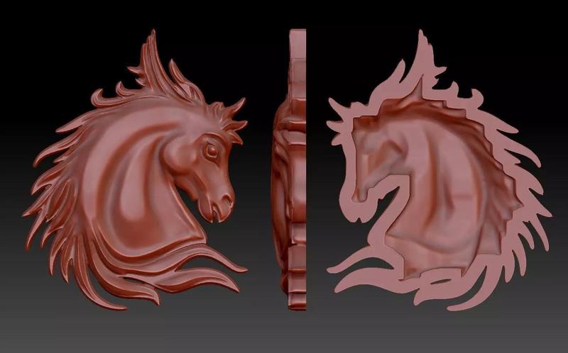 horse silver head pendant