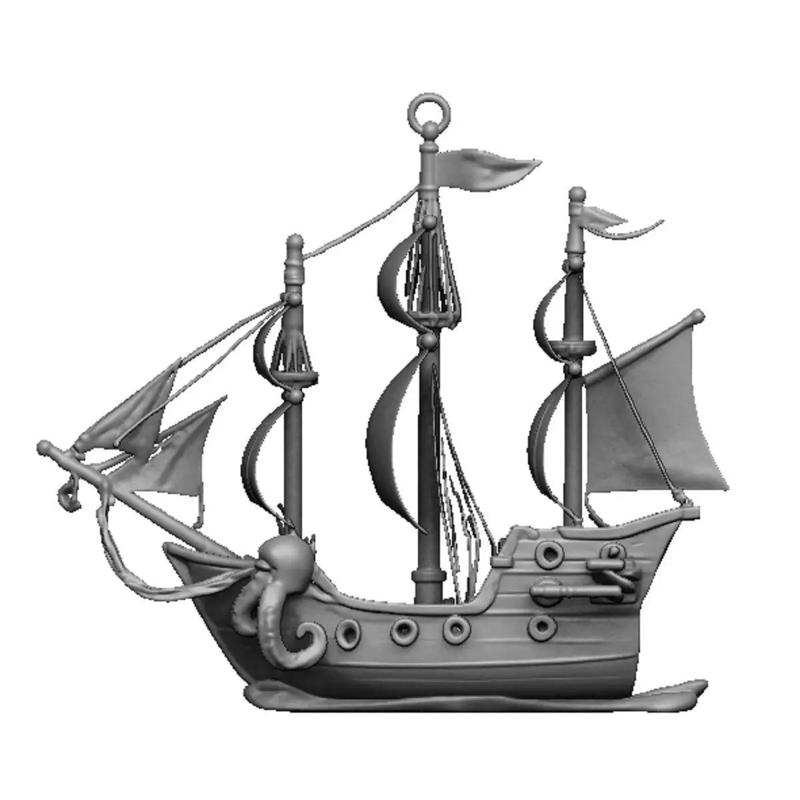 pirate ship and octopus pendant