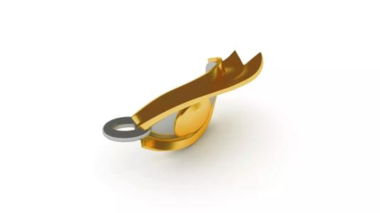 Eye Pendant 3D Model with Silver and Gold material