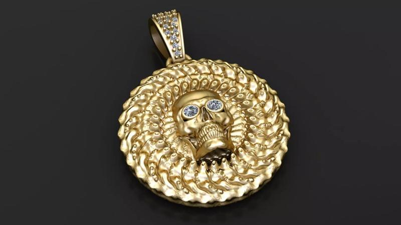 SKULL FACE COIN PENDANT 3D PRINTABLE MODEL