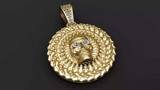 SKULL FACE COIN PENDANT 3D PRINTABLE MODEL