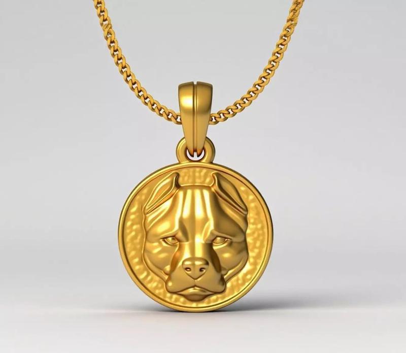 Dog Head Pendant STL 3D Model - One Inch Pendant