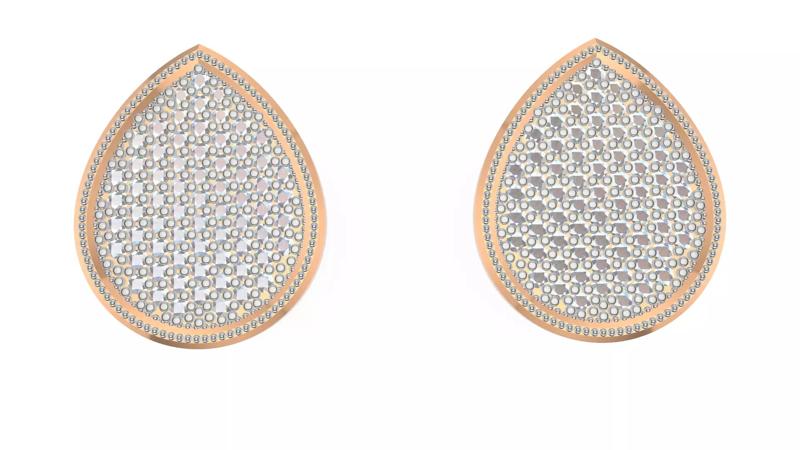 Pave set Pear Earrings azure cut