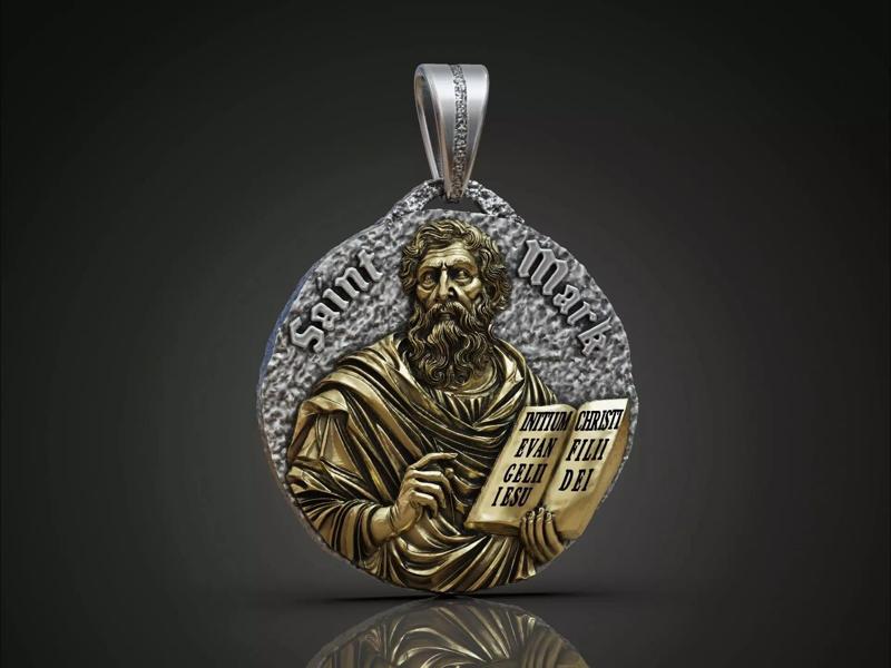 Saint Mark Evangelist Christian Round Pendant