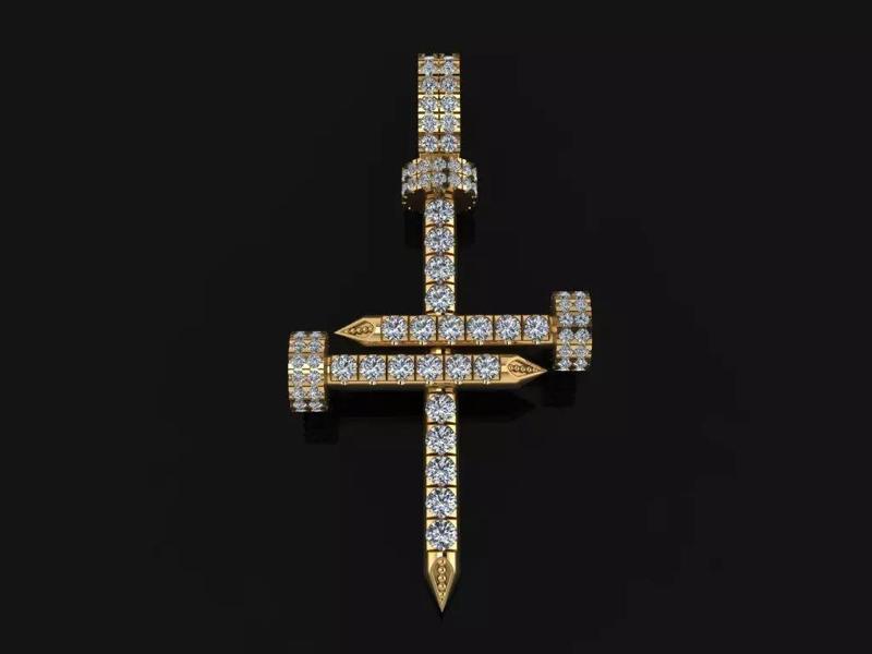 Diamond Nail Cross Pendant