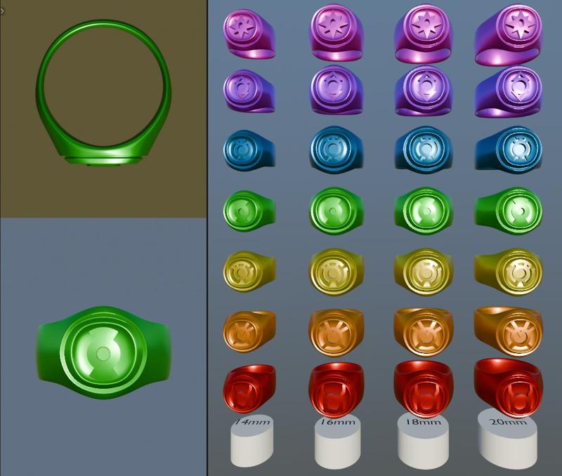 Green lantern corps rings - resin