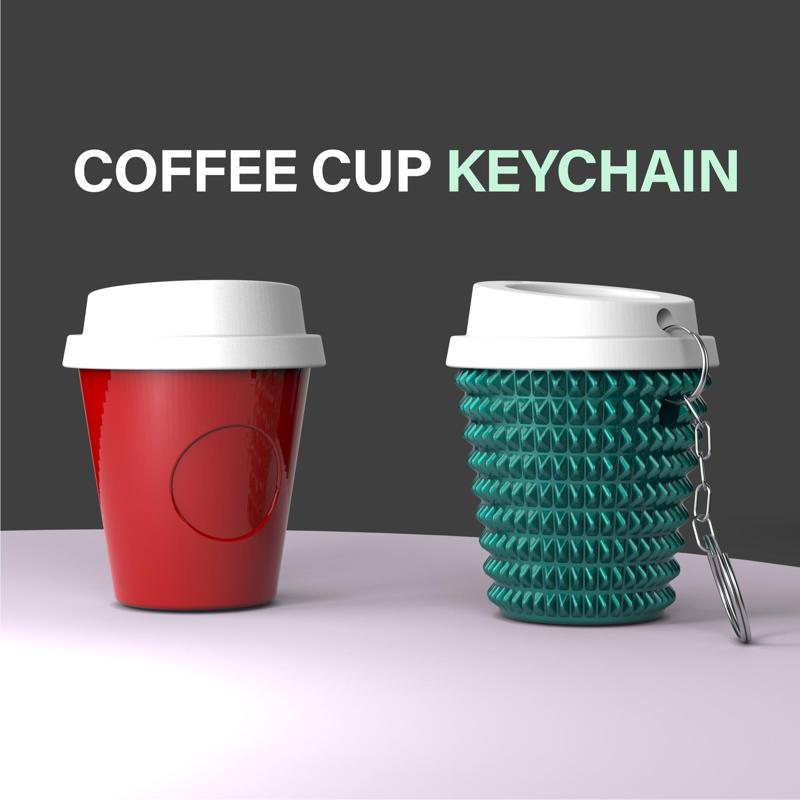 Coffee Cup Keychain, 3D Pill Boxes, 2 Model Studded & Regular, Removable Screws, like Tumbler, Ready to Print, 3D STL File Digital Download