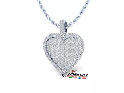 Custom Bubble Heart Border Diamond Pendant - Heart Love Pendant