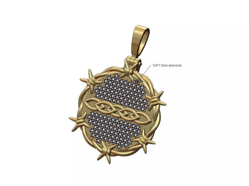 Celtic arches diamond barbwire thornes pendant