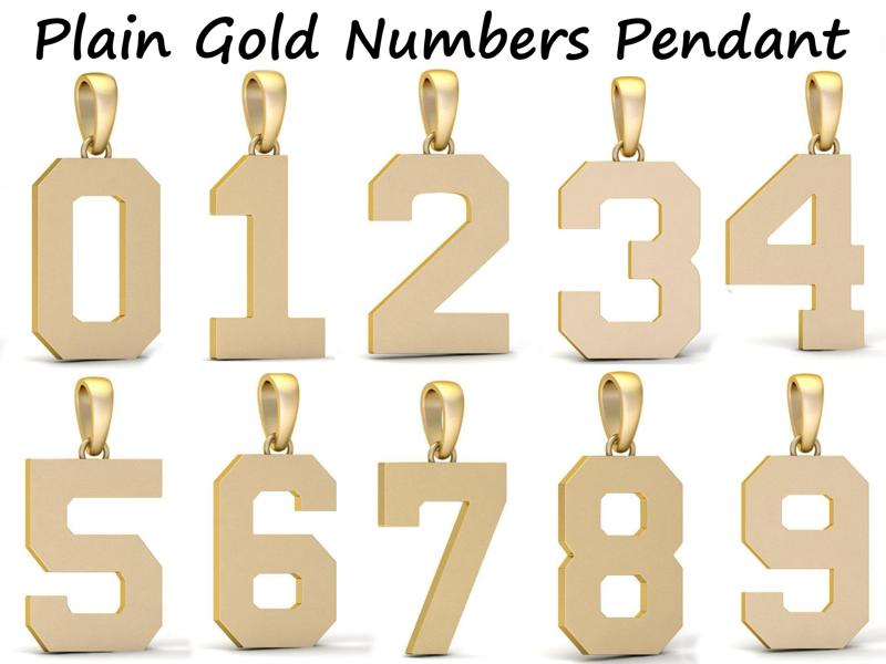 HipHop Numbers Plain Gold Pendant