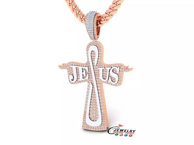 Custom Jesus Name Cross Diamond Pendant - Cross Necklace