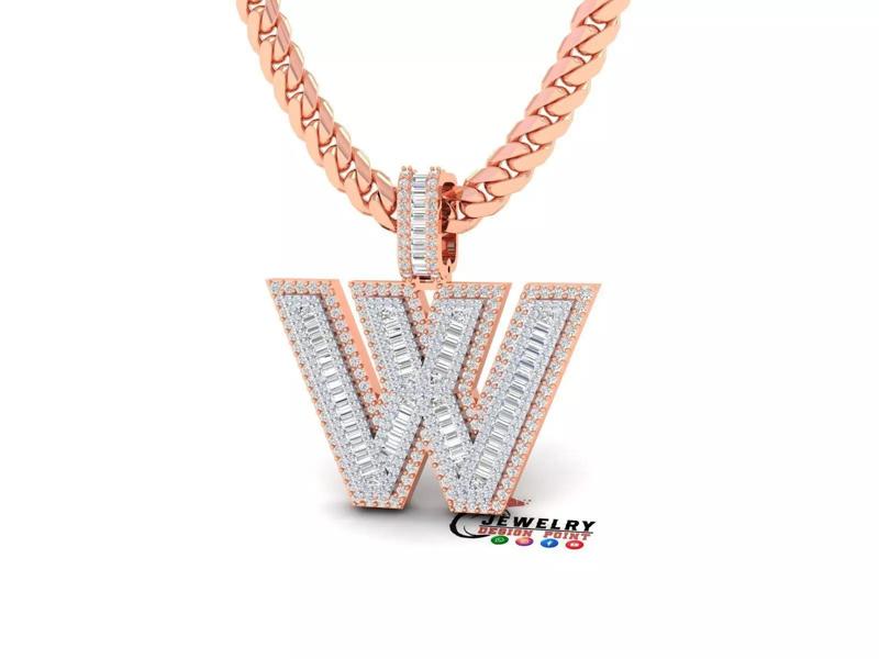 Custom Initial W Letter Diamond  A to Z Alphabet Bug Necklace