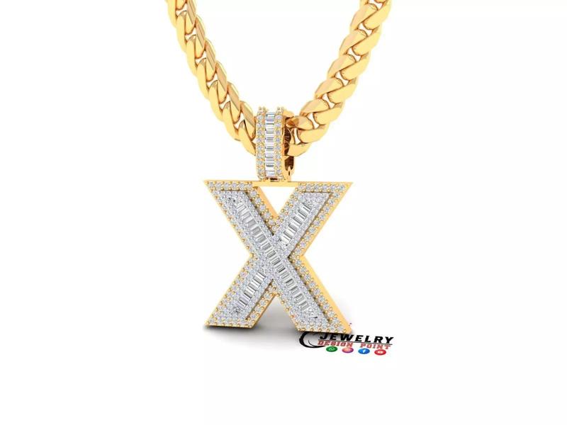 Custom Initial X Letter Diamond  A to Z Alphabet Bug Necklace