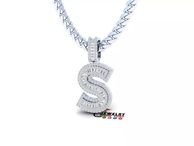 Custom Initial S Letter Diamond  A to Z Alphabet Bug Necklace