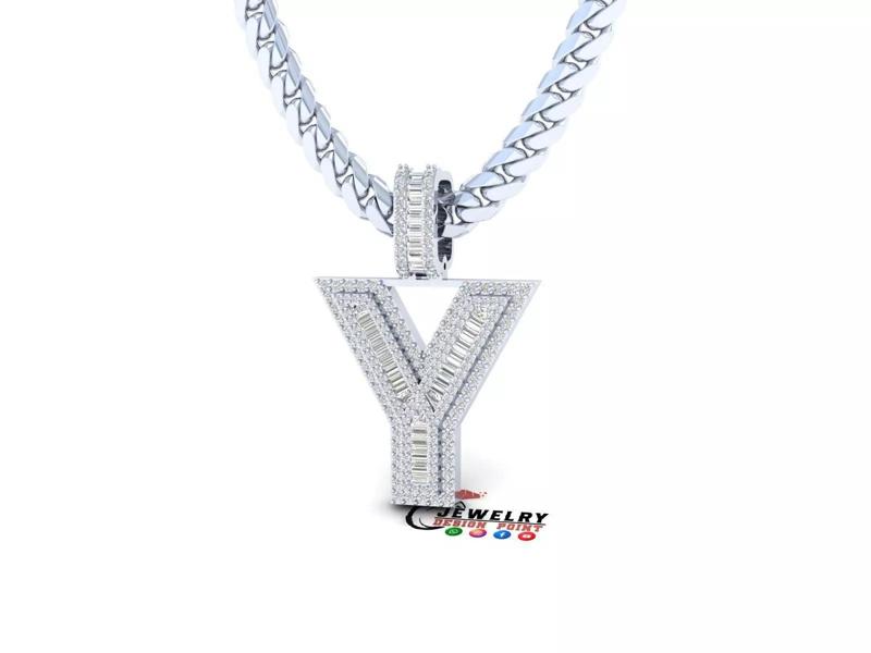 Custom Initial Y Letter Diamond  A to Z Alphabet Bug Necklace