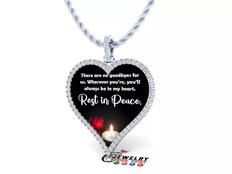 Custom Heart Picture Pendant with Diamond - Memory Pendant