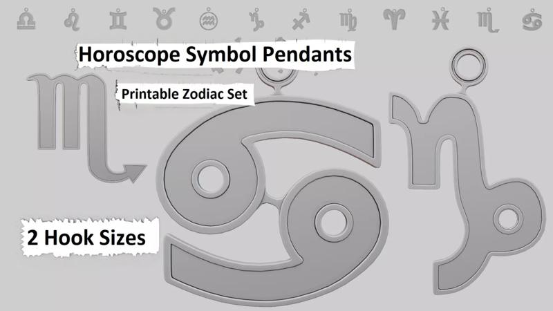 Horoscope Signs Pendants 3D Printable Zodiac Set
